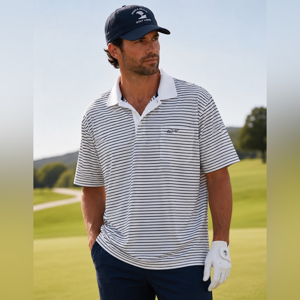 Greg Norman | for Tasso Elba Five Iron Striped Polo Shirt- Size XL